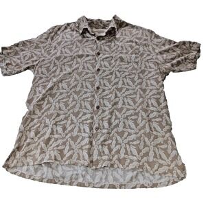 Island Republic Men's XXL Brown Silk Seahorse Hawaiian Cabana Short Sleeve Shirt